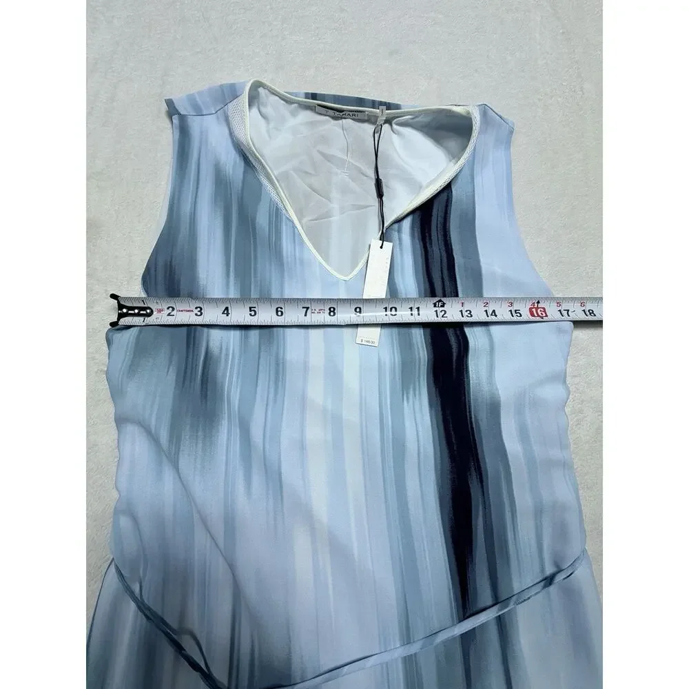 T Tahari Tie Dye Dress M NWT Light Blue Watercolor V-Neck Sleeveless Chiffon
